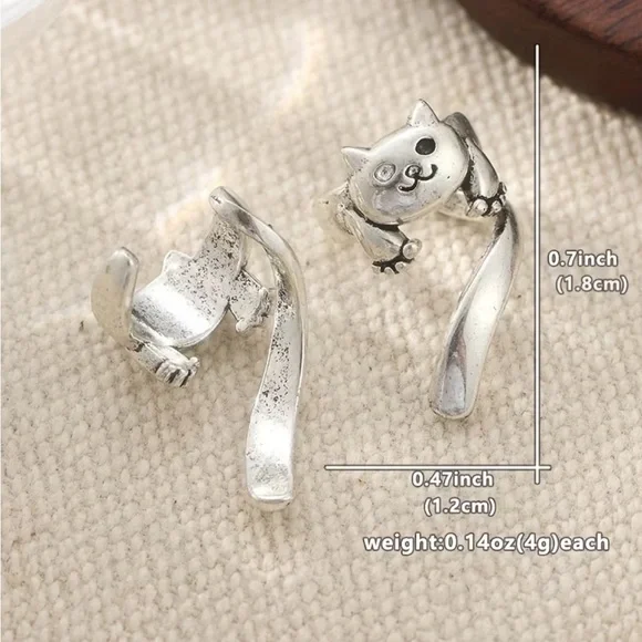 Silver Cat Ear Cuff Earring ~ 2 Pieces - Picture 3 of 3